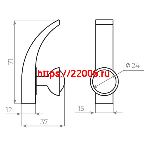 Крючок Ajax (Аякс) настенный MB-LM/K-004 GR графит фото 7 Крючок Ajax (Аякс) настенный MB-LM/K-004 GR графит фото 7