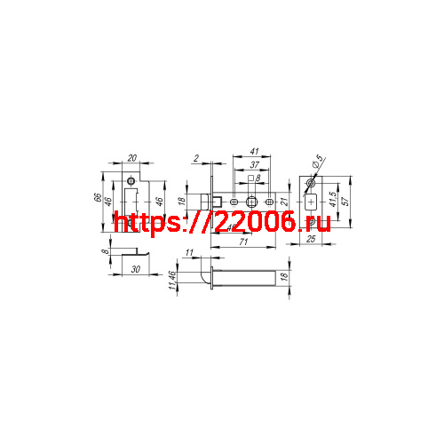 Защелка Fuaro (Фуаро) врезная PLASTP12-45-25 SSC сатинированный хром фото 3 Защелка Fuaro (Фуаро) врезная PLASTP12-45-25 SSC сатинированный хром фото 3