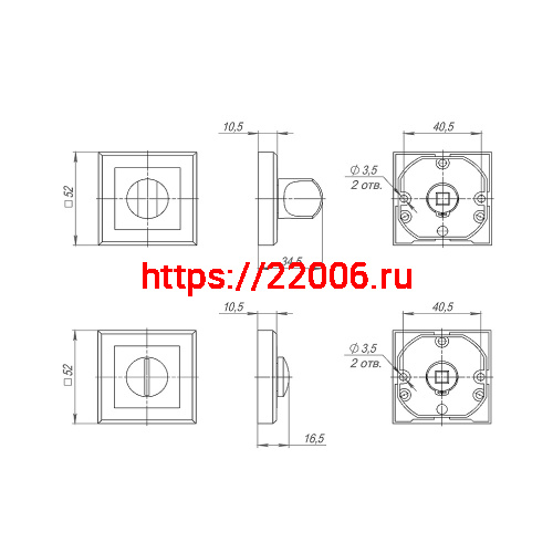Ручка Punto (Пунто) поворотная BK6.K.QL52 (BK6 QL) CF-17 кофе фото 3 Ручка Punto (Пунто) поворотная BK6.K.QL52 (BK6 QL) CF-17 кофе фото 3