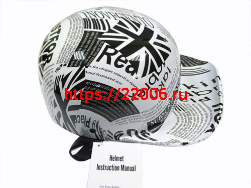 Мотошлем кепка белый (с рисунком) (XL)