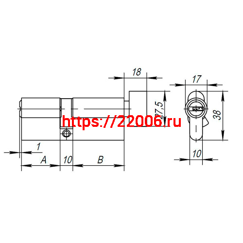 Цилиндровый Ajax (Аякс) механизм (AX202/90) AX2002Knob90 (45+10+35) CP хром с вертушкой фото 3 Цилиндровый Ajax (Аякс) механизм (AX202/90) AX2002Knob90 (45+10+35) CP хром с вертушкой фото 3