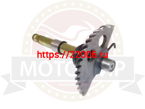 Вал кикстартера с сектором 4х такт. косозубый GY6-125/150, GYRO180 длиный (L-158мм, шлицов 30шт) фото 2