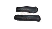 Грипсы для велосипеда 135мм, Kraton/гель, анатомические, с заглушками, чёрно-серые (VLG-690AD2) VELO