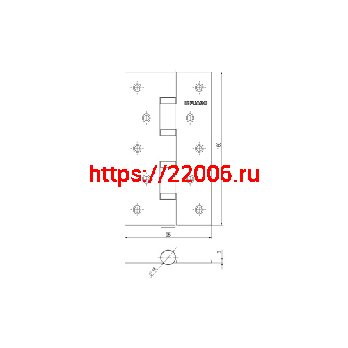 Универсальная петля Fuaro 4BB 150x95x3 WAB «матовая бронза» фото 3 Универсальная петля Fuaro 4BB 150x95x3 WAB «матовая бронза» фото 3