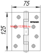 Петля Fuaro (Фуаро) универсальная 2BB 125x75x2,5 PB (латунь) фото 2 Петля Fuaro (Фуаро) универсальная 2BB 125x75x2,5 PB (латунь) фото 2