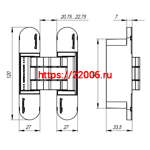 Петля Armadillo (Армадилло) скрытой установки U3D7000 BL (12060UN3D) черный TECH фото 4 Петля Armadillo (Армадилло) скрытой установки U3D7000 BL (12060UN3D) черный TECH фото 4