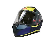 Шлем TVS RACING (Индия) STREET D/V DULL BLACK M.BLUE размер L, + пинлок в комплекте, очки