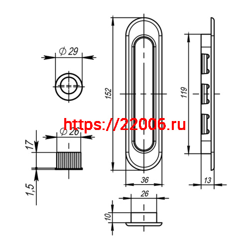 Ручка Armadillo (Армадилло) для раздвижных дверей SH.LD152.010 (SH010) WAB-11 матовая бронза фото 4 Ручка Armadillo (Армадилло) для раздвижных дверей SH.LD152.010 (SH010) WAB-11 матовая бронза фото 4
