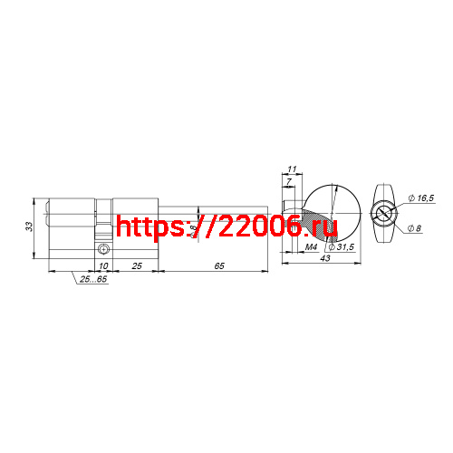 Цилиндровый Fuaro (Фуаро) механизм (D-PRO507-8/100) D-PRO5007-8Tang100(65+10+25) CP хром 5+1Key со штоком перекод. фото 3 Цилиндровый Fuaro (Фуаро) механизм (D-PRO507-8/100) D-PRO5007-8Tang100(65+10+25) CP хром 5+1Key со штоком перекод. фото 3