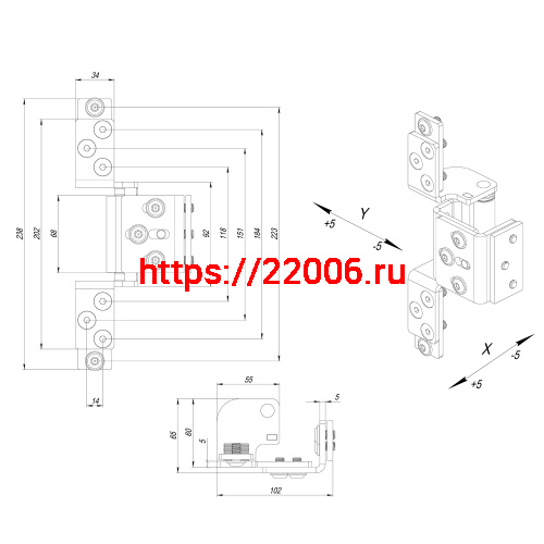 Петля Fuaro (Фуаро) скрытой установки HH-120 (hide hinge) до 120 кг (на 2 петли) фото 4 Петля Fuaro (Фуаро) скрытой установки HH-120 (hide hinge) до 120 кг (на 2 петли) фото 4