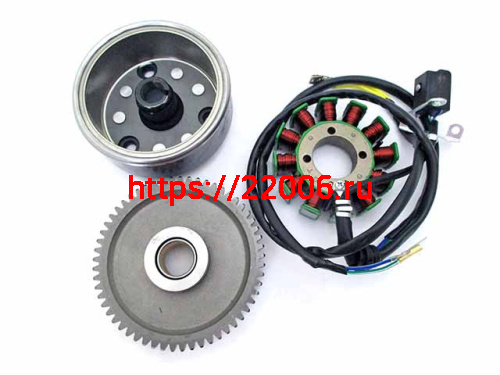 Магнето с шестерней обгон. муфты 57T(статор+ротор с обгон.муфтой) 166FMM (CB250) (12 кат.) 160W