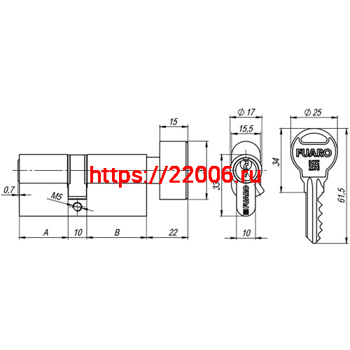 Цилиндровый Fuaro (Фуаро) механизм (R302/60) R3002Knob60(25+10+25) CP хром 5Key с вертушкой фото 3 Цилиндровый Fuaro (Фуаро) механизм (R302/60) R3002Knob60(25+10+25) CP хром 5Key с вертушкой фото 3