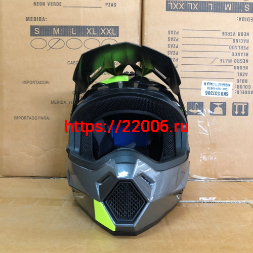 Шлем кроссовый COBRA JK801, №3 серый - лайм, размеры XL фото 2