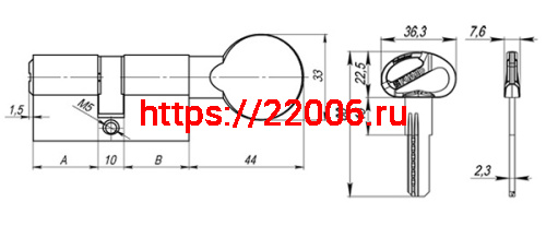 Цилиндровый Fuaro (Фуаро) механизм (D-PRO502/80) D-PRO5002Knob80(30+10+40) CP хром 5Key фото 3