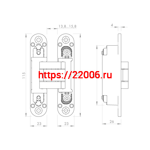 Петля Armadillo (Армадилло) скрытой установки U3D3000.VPG SC мат. хром TECH фото 5 Петля Armadillo (Армадилло) скрытой установки U3D3000.VPG SC мат. хром TECH фото 5