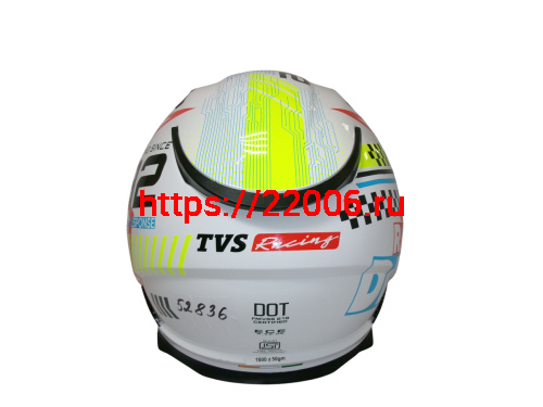 Шлем TVS RACING (Индия) STREET D/V WHITE YELLOW размер XXL, + пинлок в комплекте, очки фото 3