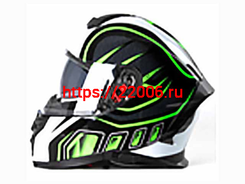 Мотошлем VIRTUE MD-820 закрытый с визором черный с зелено-белым рисунком (M) Мотошлем VIRTUE MD-820 закрытый с визором черный с зелено-белым рисунком (M)