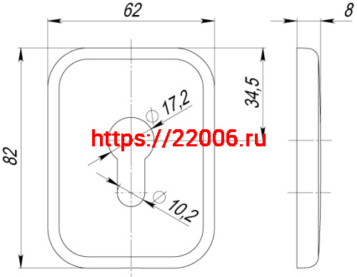 Декоративная Armadillo (Армадилло) Квадратная накладка на цилиндр ET-DEC SQ (ATC Protector 1) SN-3 Мат.никель фото 3