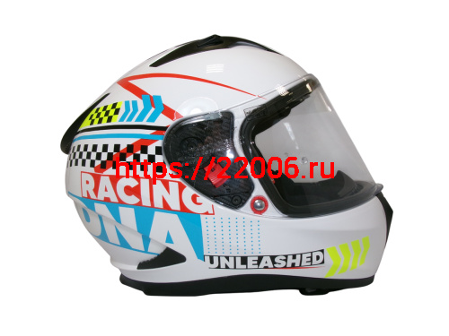 Шлем TVS RACING (Индия) STREET D/V WHITE YELLOW размер XXL, + пинлок в комплекте, очки фото 4