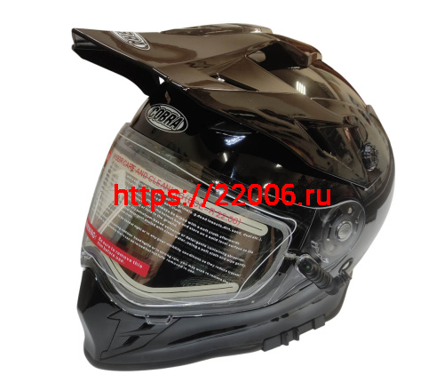 Шлем кроссовый со стеклом (туринг) СНЕГОХОДНЫЙ COBRA EC H331, черный, с ПОДОГРЕВОМ ВИЗОРА, размерXXL фото 2 Шлем кроссовый со стеклом (туринг) СНЕГОХОДНЫЙ COBRA EC H331, черный, с ПОДОГРЕВОМ ВИЗОРА, размерXXL фото 2