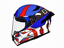 Мотошлем VIRTUE MD-821 закрытый синий с рисунком Капитан Америка (M)