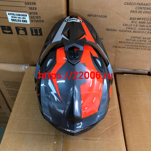 Шлем туринг (кросс со стеклом и очками) COBRA JK802, серо-оранжевый, размеры XL фото 4