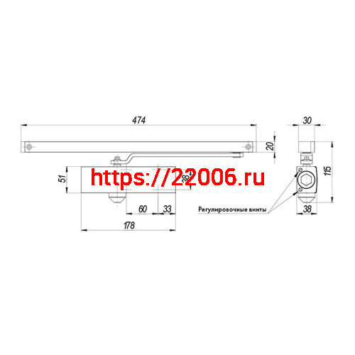 Доводчик Armadillo (Армадилло) дверной со скользящей тягой DCSLIDER85 (DCS-85) AL (алюминий) фото 2 Доводчик Armadillo (Армадилло) дверной со скользящей тягой DCSLIDER85 (DCS-85) AL (алюминий) фото 2