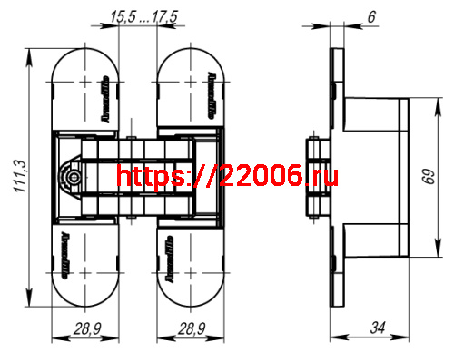 Петля скрытой установки с 3D-регулировкой Armadillo 11160UN3D (Architect 3D-ACH Universal 60) SC «матовый хром» фото 6 Петля скрытой установки с 3D-регулировкой Armadillo 11160UN3D (Architect 3D-ACH Universal 60) SC «матовый хром» фото 6