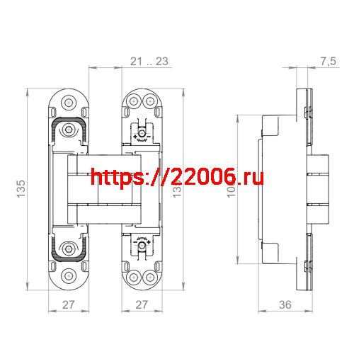Петля Armadillo (Армадилло) скрытой установки U3D7803.VPG BL черный TECH фото 2