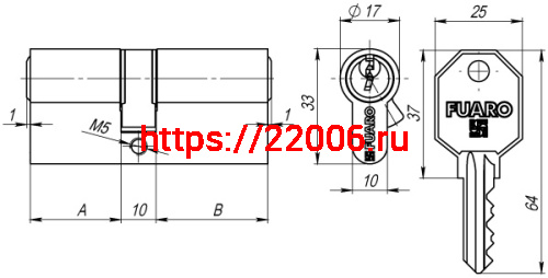 Цилиндровый Fuaro (Фуаро) механизм 100 CA 80 mm (30+10+40) CP хром 3 кл. фото 2 Цилиндровый Fuaro (Фуаро) механизм 100 CA 80 mm (30+10+40) CP хром 3 кл. фото 2