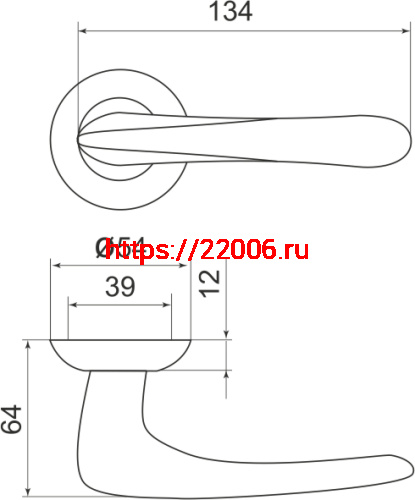 Ручка Armadillo (Армадилло) раздельная R.LD54.Pava (Pava LD42) SN/CP-3 матовый никель/хром фото 3 Ручка Armadillo (Армадилло) раздельная R.LD54.Pava (Pava LD42) SN/CP-3 матовый никель/хром фото 3