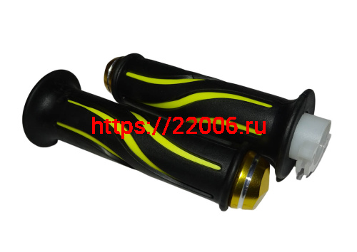 Ручка руля правая (газа) WIZARD в сборе (с резинкой) + ручка левая (резинка) (05050Q087+05050Q090)