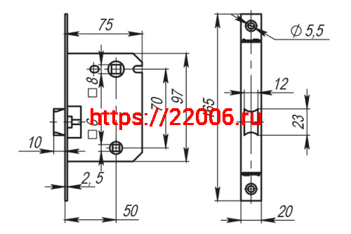 Защелка Armadillo (Армадилло) врезная LH 720-50 CP-8 Хром BOX на 70мм /прям/ фото 3 Защелка Armadillo (Армадилло) врезная LH 720-50 CP-8 Хром BOX на 70мм /прям/ фото 3